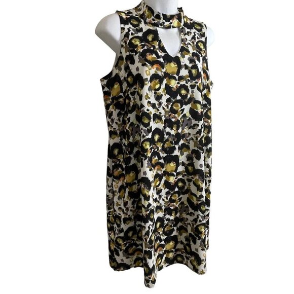 Isle‎ by Melis Kozan High Neck Sleeveless Abstract Print Cream Black Brown Dress - Picture 3 of 8